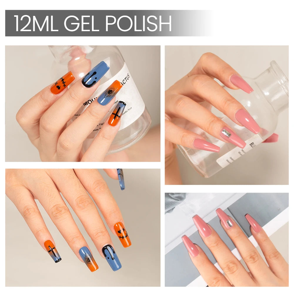 MAYCHAO Gel Nail Polish 12ML Full Coverage Base Top Coat Soak Off Gel Polish UV LED Gel Semi Permanent Varnishes Design Nail Art
