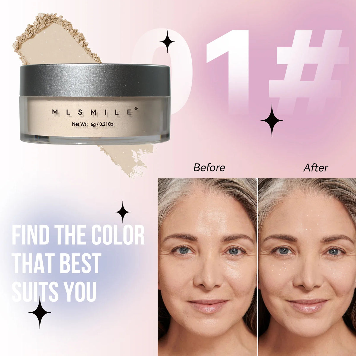Natural Matte Loose Powder 4 Color Shimmer Oil Control Long Lasting Face Makeup Setting Powder Pink Glitter Cosmetic