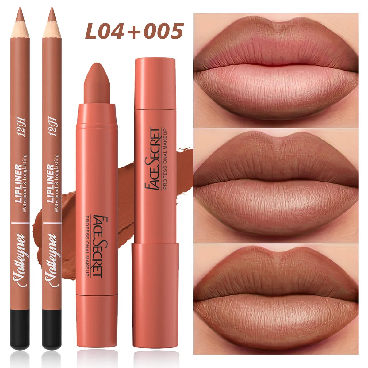 2Pcs/Set Lip Liner + Lipstick Pencil Lip Combo Set, Matte Velvet Lipstick, Long Lasting Smoothness Waterproof Cosmetics