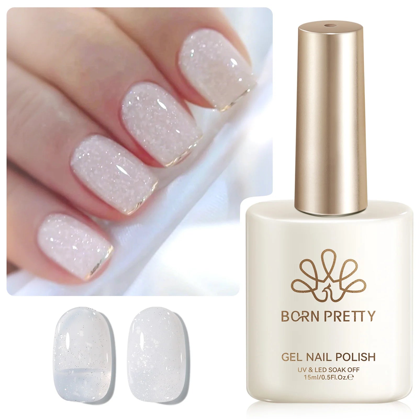 BORN PRETTY 15ML Pearl White Pearl Shell Thread Gel Nail Polish Shiny Glitter Varnis Semi Permanent For Soak Off Gel Nail Art