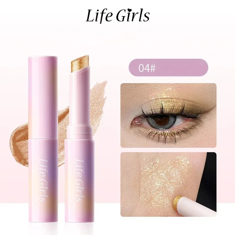 Watery Jelly Eyeshadow Stick Multi-Color Pearlescent Glitter High-gloss Eyeshadow Crystal Fine Shiny Eyeshadow Highlighter Stick