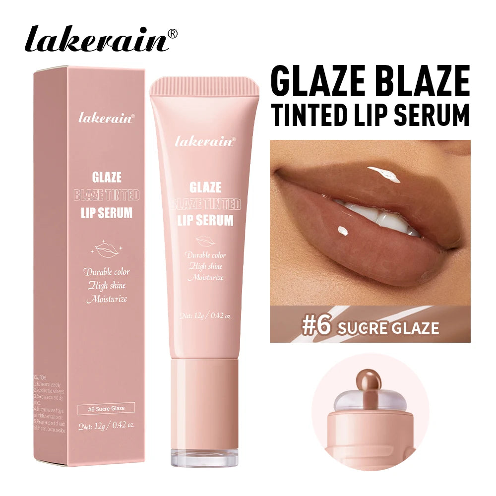 Lakerain Glaze Blaze Tinted Lip Serum Moisturizing Repairing Nourishing Lip Tint Glow Liquid Lip Gel Hydrating Lips Care Makeup