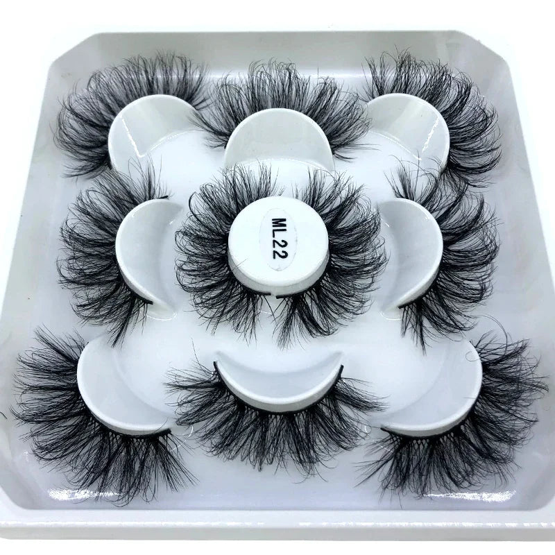 New 5 pairs of handmade mink eyelashes fake eyelashes natural nude makeup simulated cross messy eyes 3D curly eyelashes