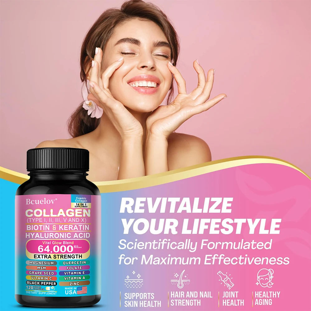 Collagen Peptide Supplement, Anti-Aging, Youthful Glow, Skin Elasticity, Strong Joints, Healthy Hair Growth, Healthy Nails