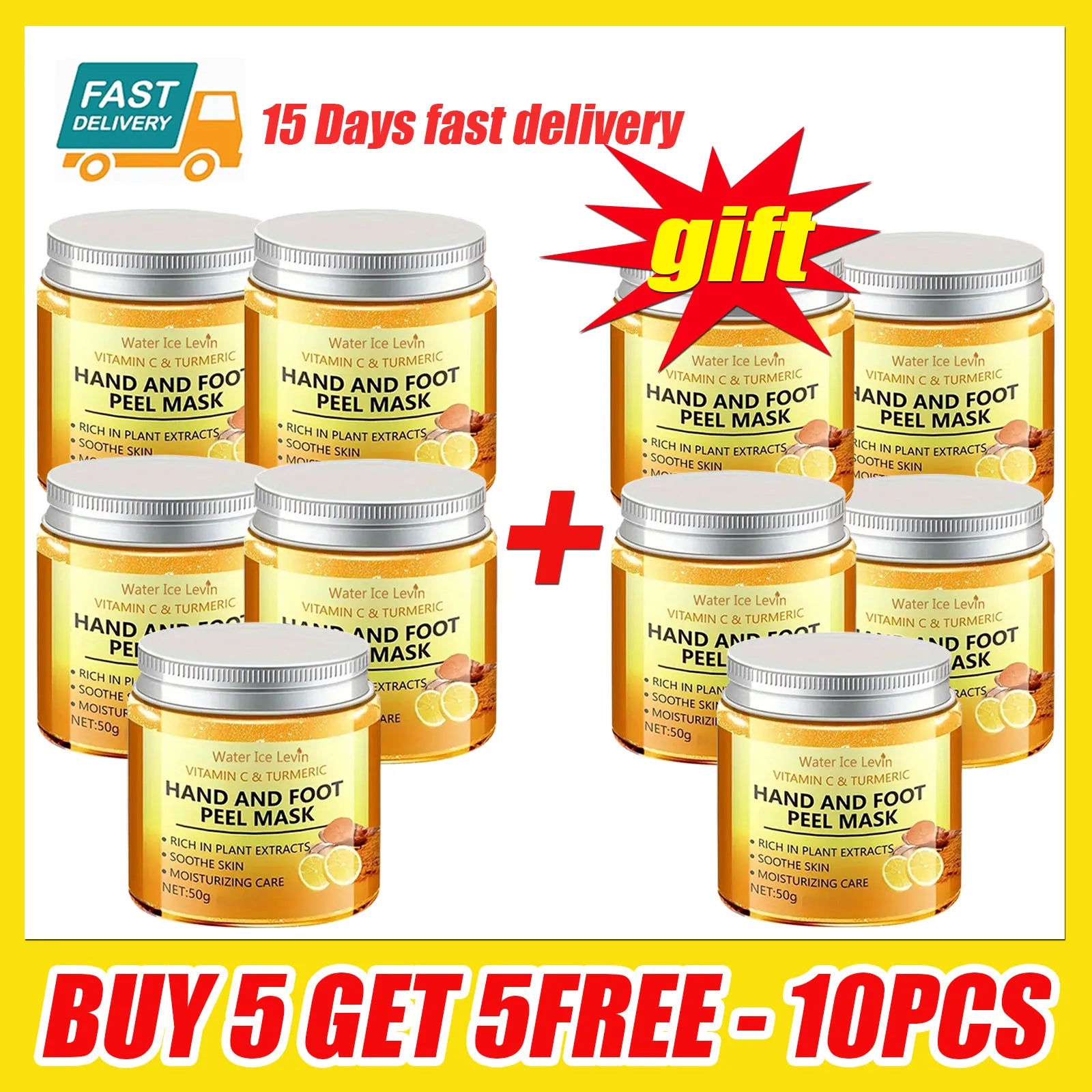1/3/5/10 Pcs Vitamin C Turmeric Hand and Foot Skin Mask Moisturizing Exfoliating Hand Wax Cream Exfoliating Foot Skin Care