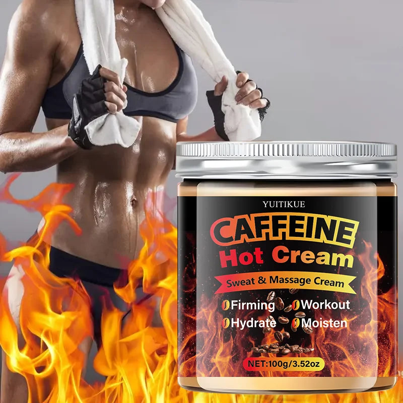 YUITIKUE Caffeine Hot Cream 100g - Thermogenic Sweat & Massage Cream, Tightens & Moisturizes for Workout Body Sculpting