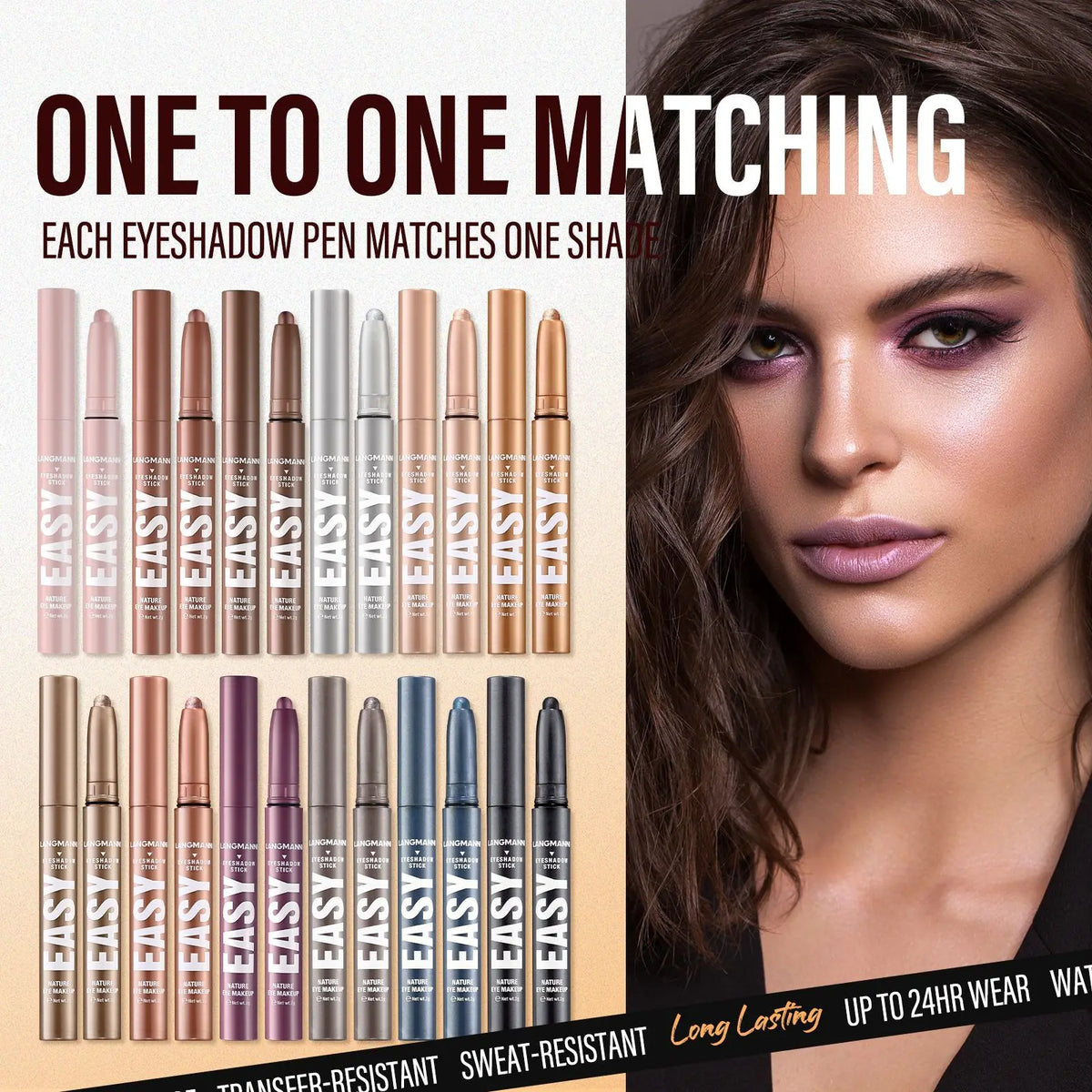 Multi Color Matte Pearlescent Eye Shadow Stick, Eyeliner Pen And High Light Pen, Smooth And Natural Color