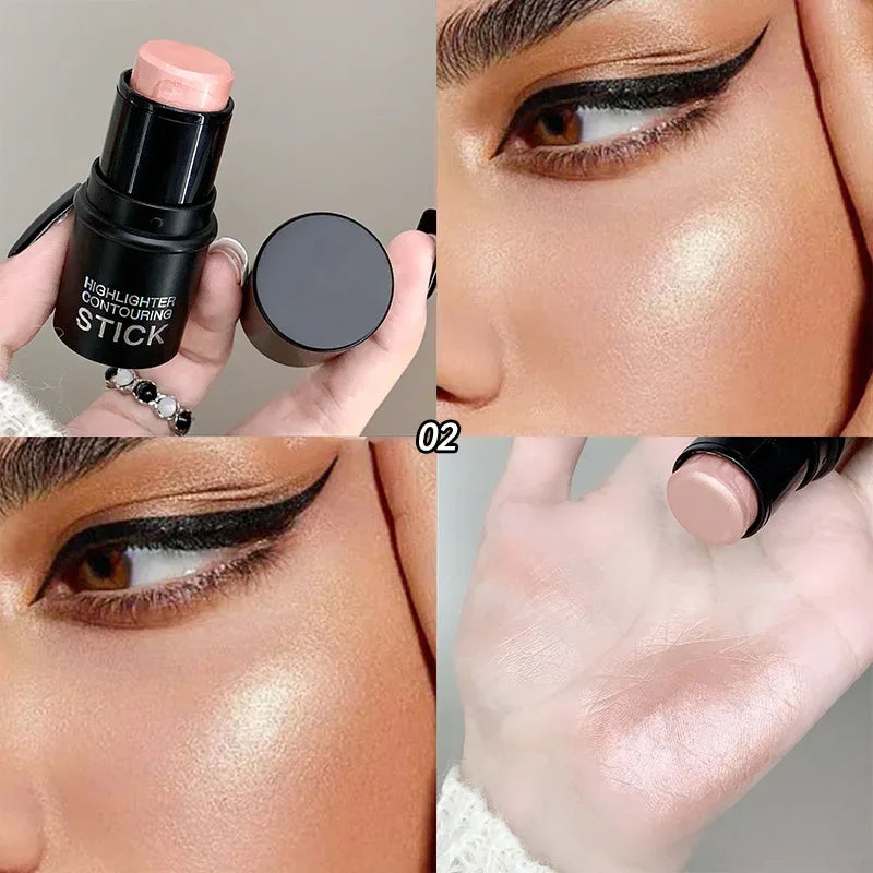 Waterproof Contour Stick, Highlighter Stick, Blush Stick Cream Contour Kit with Contour Brush, Create Face Contour, Non-greasy