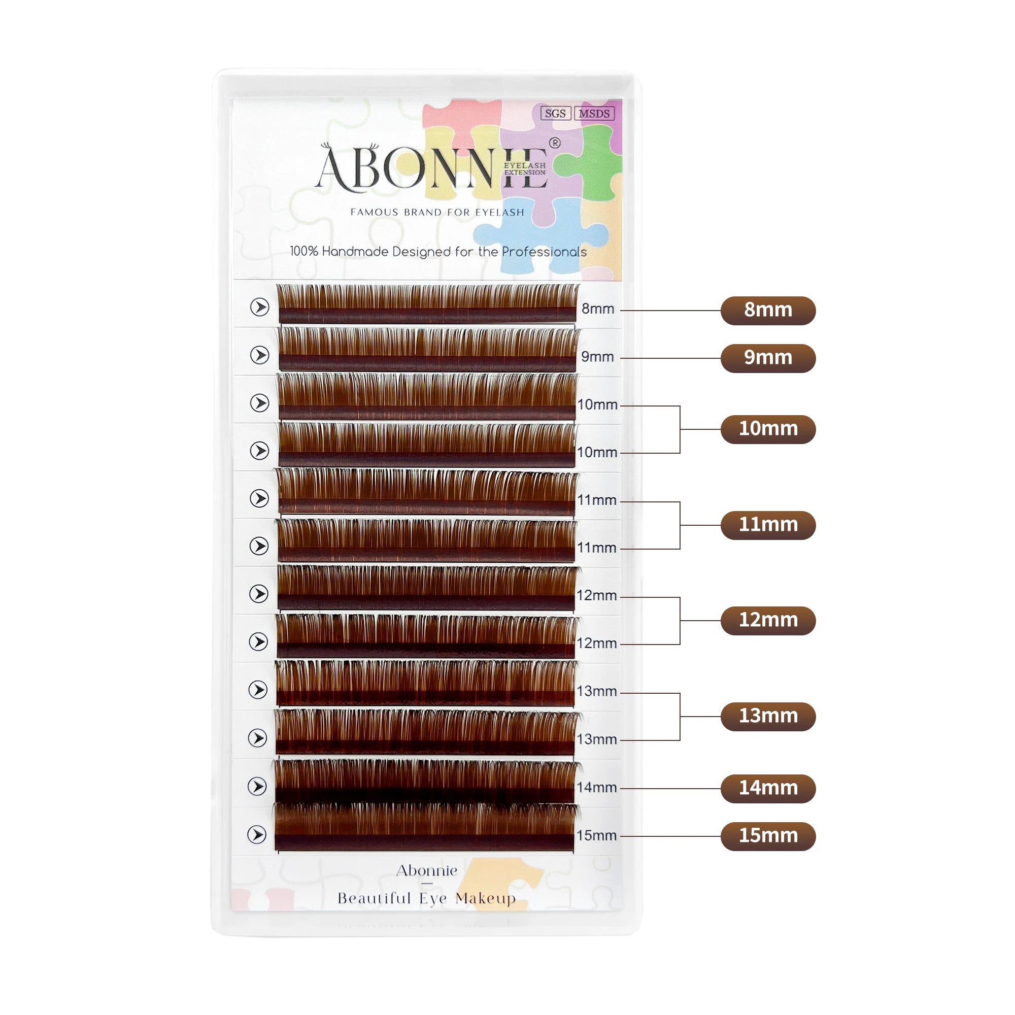 Abonnie 0.03 CC Curl Brown Classic Individual Eyelashes Russian Volume Lashes
