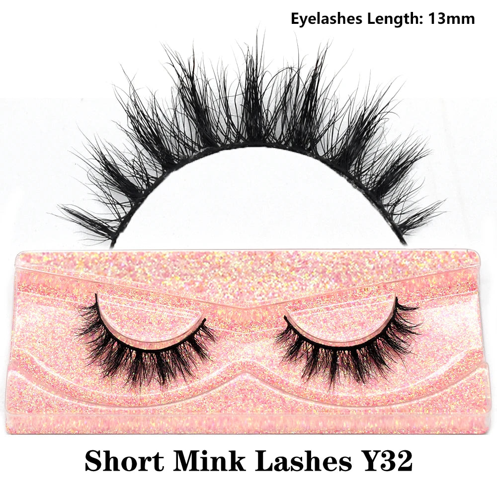 FOXESJI Real Mink Fluffy Short Eye Lashes Extension Wispy Soft Natural Short False Eyelashes Daily Wear Full Strip Lashes Makeup