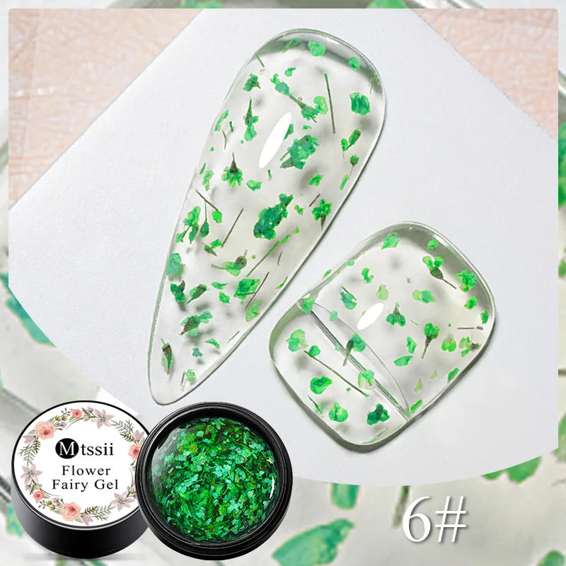 5ml Mtssii Dried Flower Gel Nail Polish Natural Flower Fairy Series Semi Permanent Soak Off UV Nail Art Varnish Manicure Design