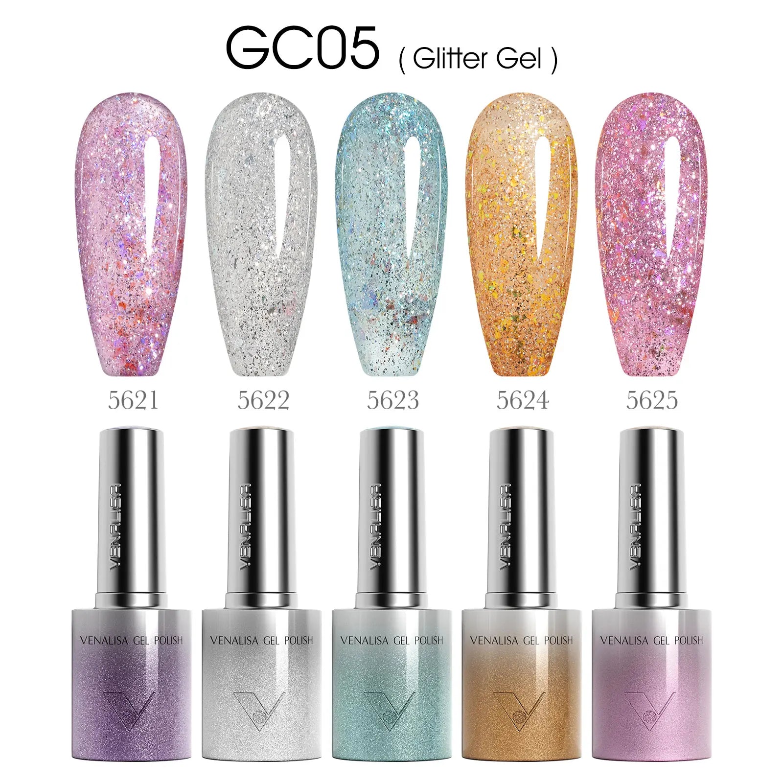 VENALISA 60 Colors TPO/HEMA FREE Glitter Gel Cat Eye Gel Nail Polish UV/LED Soak-Off Gel Polish Manicure DIY Nail Art Christmas
