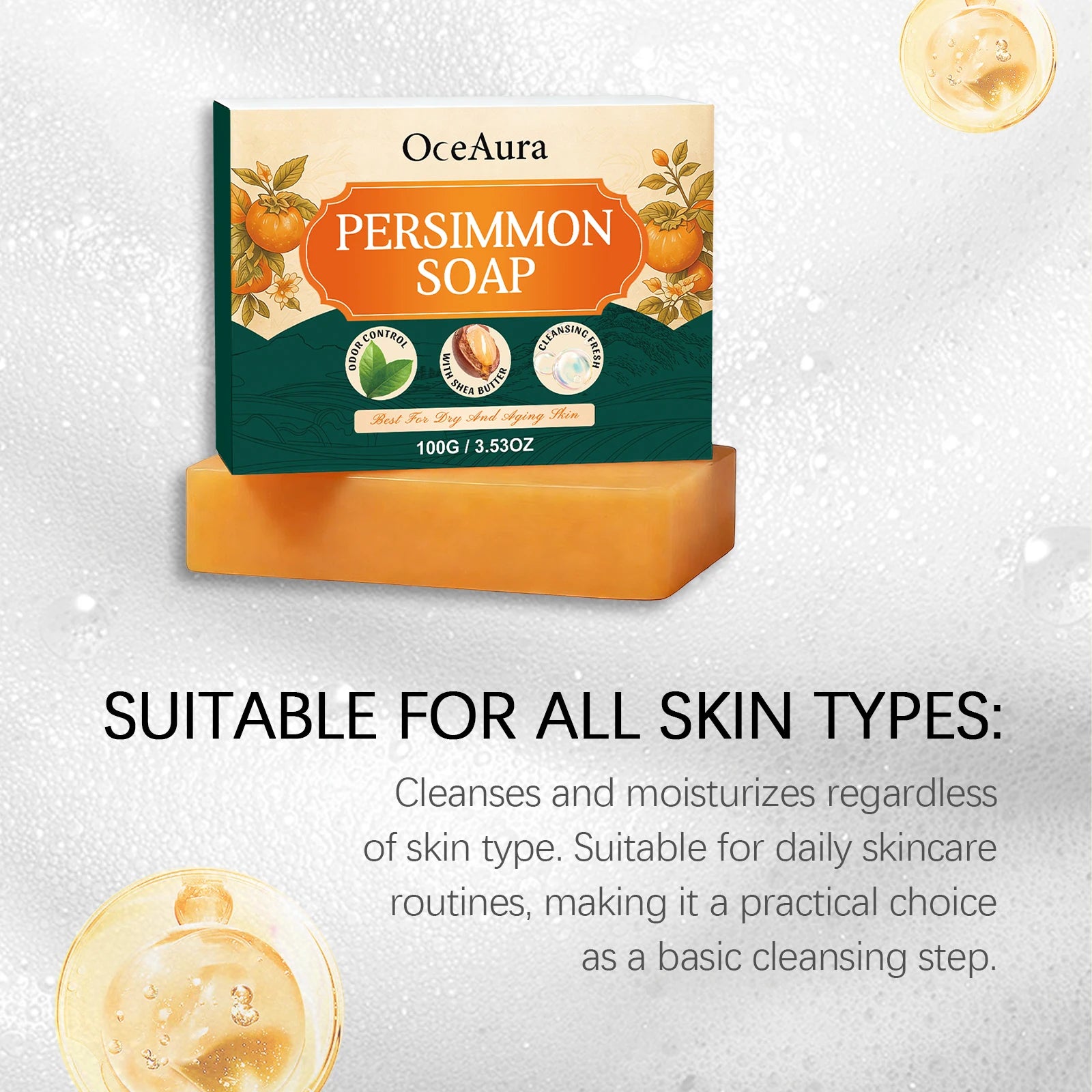 Gentle Cleaning Persimmon Soap Moisturizing Without Greasiness Nourishing Shea Butter Body Care Deep Hydration Lock Skin Care