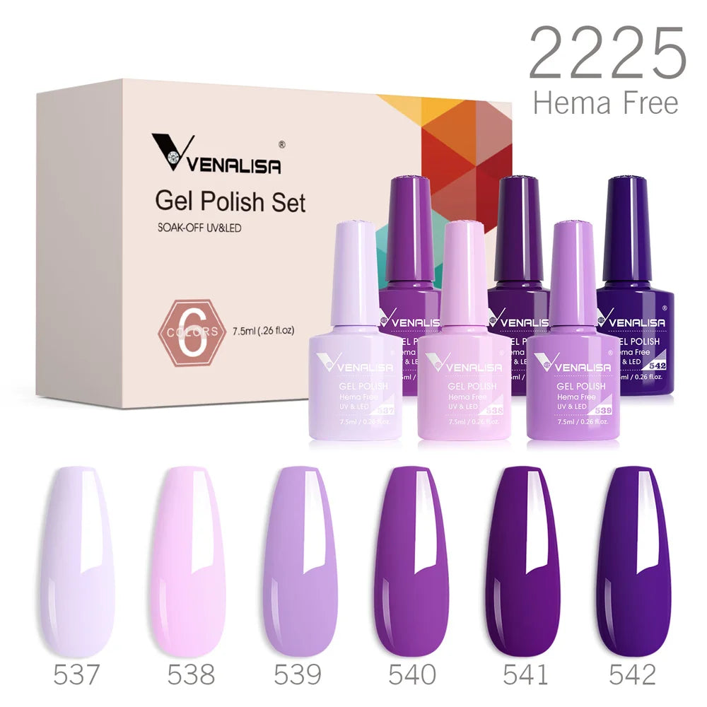 6pcs Venalisa Construction Gel Kit Stronger Jelly Color Reinforce Natural Nail Varnish Rubber Base Color Series Nude Collection