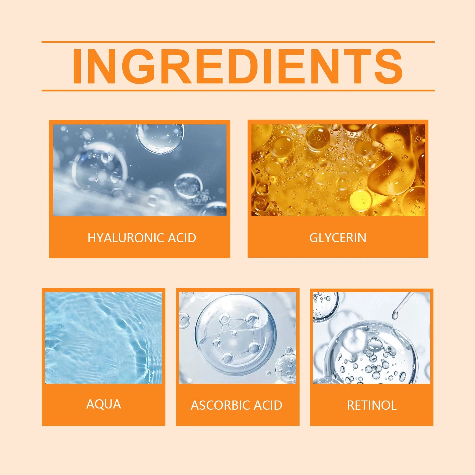HOYGI Vitamin C Retinol Serum Shrink Pores Fade Fine Line Improve Dark Spot Skin Brightening Moisturizing Smooth Daily Care 50ml