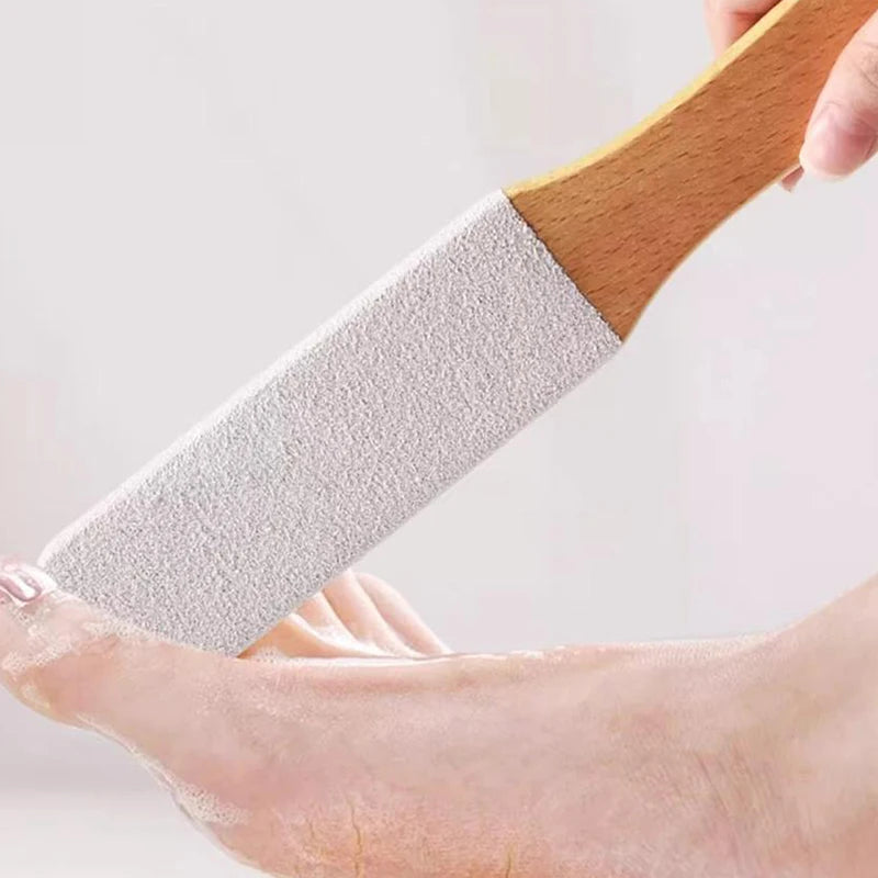 360° Natural Pumice Stone Exfoliator Professional Pedicure Tool For Callus Removal Dead Skin Foot Scrubb Bamboo Handle Foot File