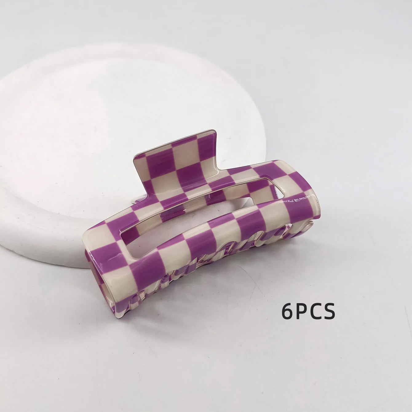 1/6 PCS Colorful Checkered Rectangle Hair Claw Clips For Women Girls Fashion Hair Clips For Styling Claw Clamps Hair Accessories