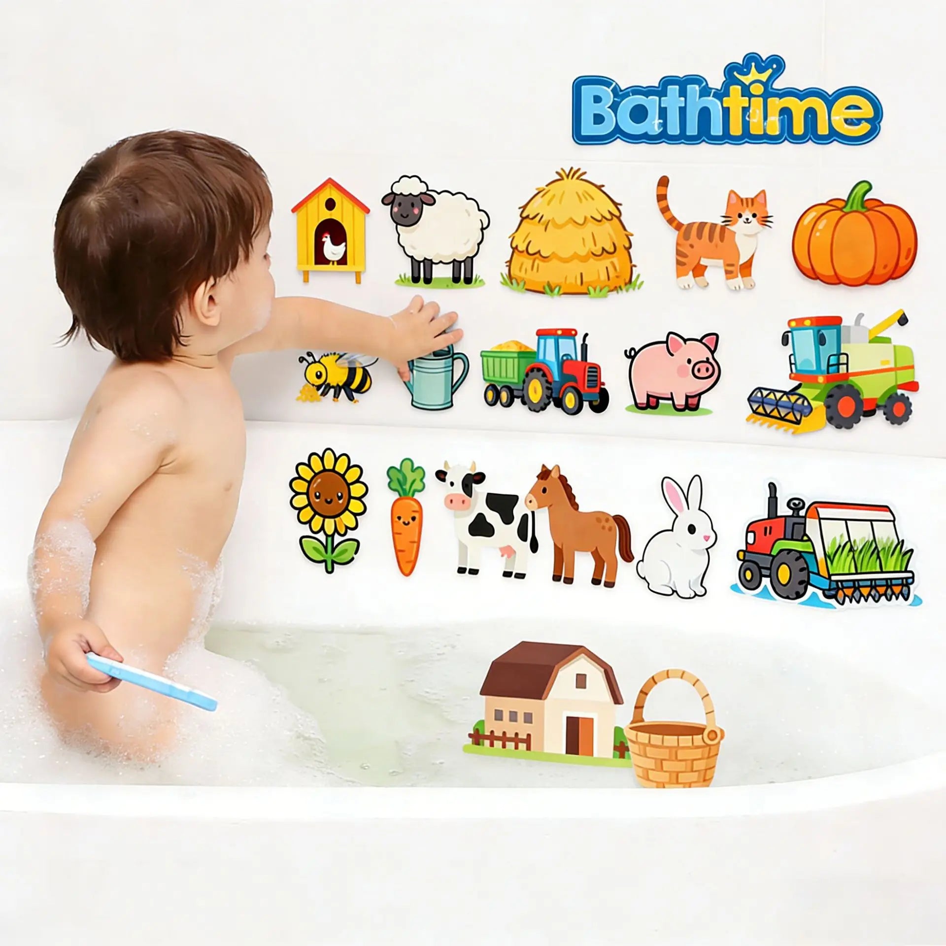 Baby Toy Animal Bath Toys for Kids Soft EVA Paste Bathroom Toys Animal Cognitive Floating Water Toys for Boys Girls 2 to 4 Years