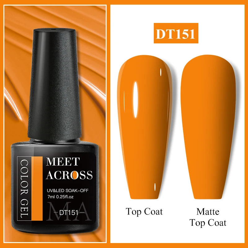 MEET ACROSS 7ml Dark Color Glitter Top Coat Gel For Nails Brocade Powder 2 In 1 Chameleon Nail Art Gel Varnish Manicure