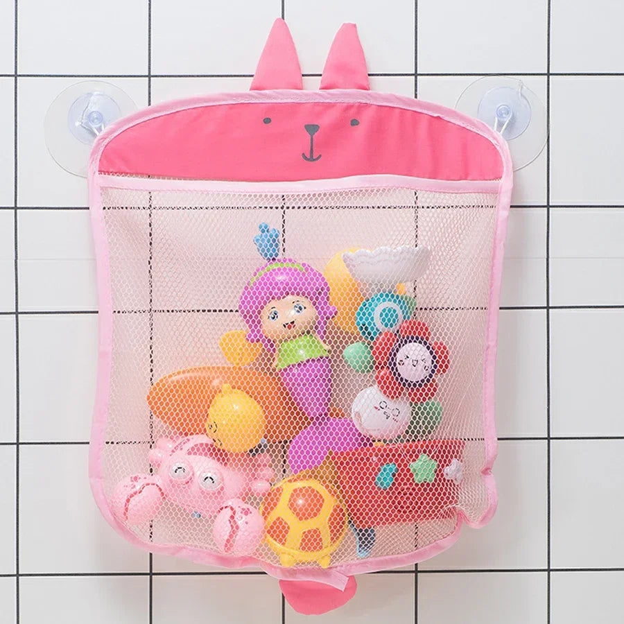 New Cute Animal Bath Toys Kids Baby Tidy Storage Suction Bathroom Bathtub Doll Hanging Bag Basket Mesh Storage Bag Water Toys