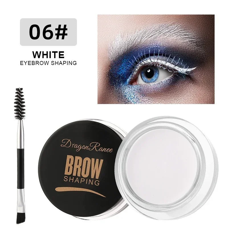 6 Color Wild Brow Styling Eyebrow Cream with Brush Long-lasting Color-resistant Eyebrow Gel Soap Wax White Eyebrow Cream