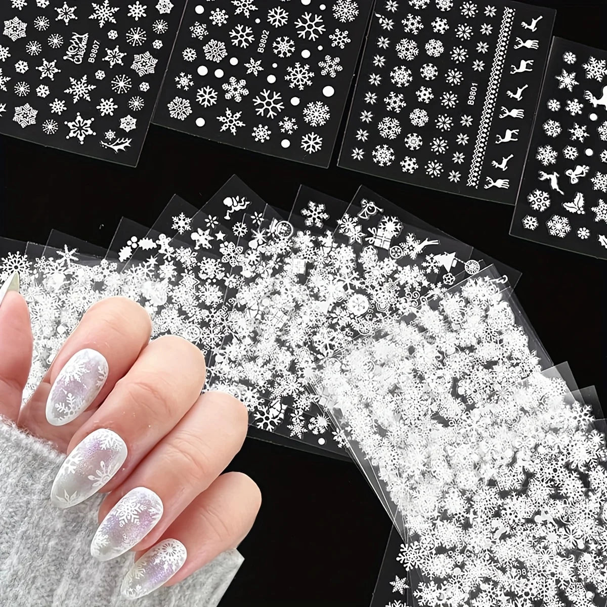 3D Colorful Flowers Cherry Blossoms Rose Daisy Nail Decals 20/30/60/70/90pcs Cute Heart Nail Sticker Manicure Decoration 5.5*6cm