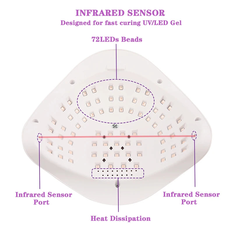 SUN X20MAX Nail Dryer Machine 72 LEDs UV LED Lamp for Nails Gel Polish Curing Manicure Lamp 10/30/60/99s Timer LCD Display