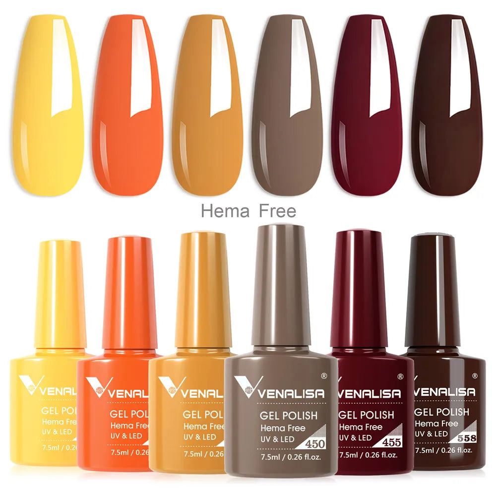 Venalisa Nail Gel Polish Kit HEMA TPO FREE Nude Pink Color Collection Self Leveling Full Coverage Nail Manicure Set 6Pcs Kit