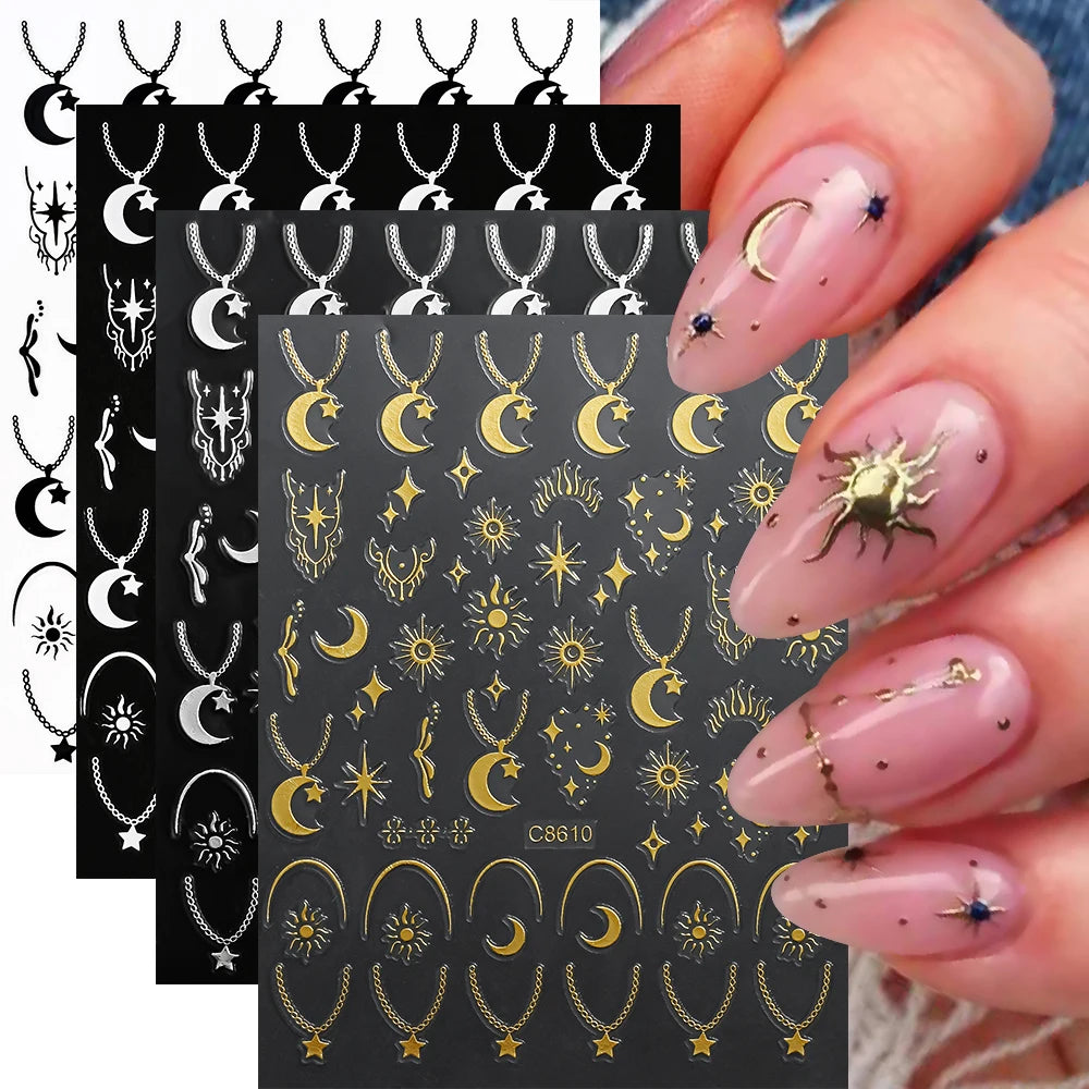 4pcs/set 3D Cute Cartoon Black Cat Nail Stickers Funny Cat Paw/Bowtie Self-Adhesive Nail Art Decals Manicure Accessories DIY 8*1
