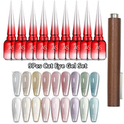 AS 9pcs Cat Eye Magnetic Moonlight Gel Nail Polish Set 15ml Sparkle White Silver Water Light Red UV Gel Nail Art Manicure Vernis