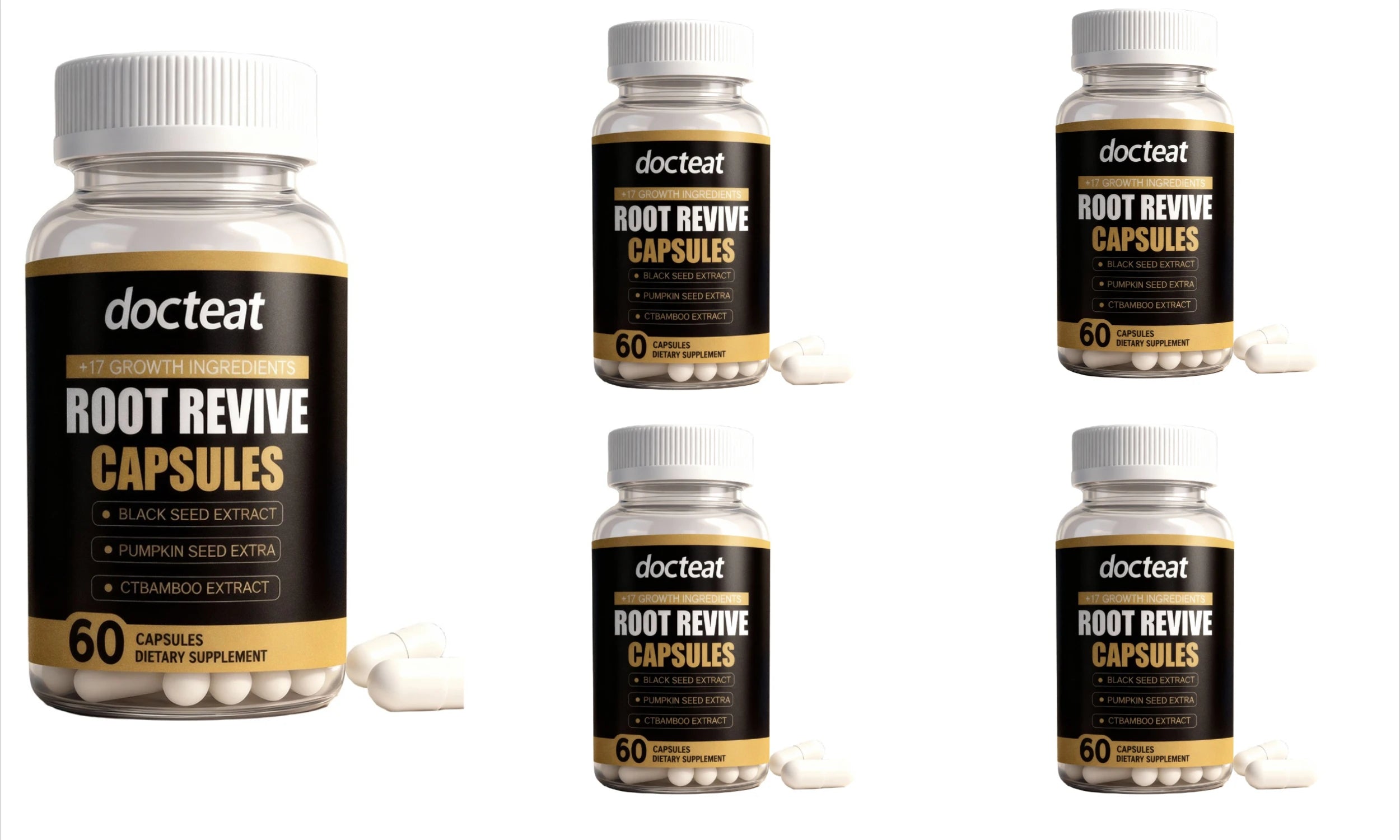 Root Revive Hair Wellness Capsules with Biotin Black Seed Pumpkin Seed Bamboo Supports Healthy Looking Hair Scalp 60 Capsules