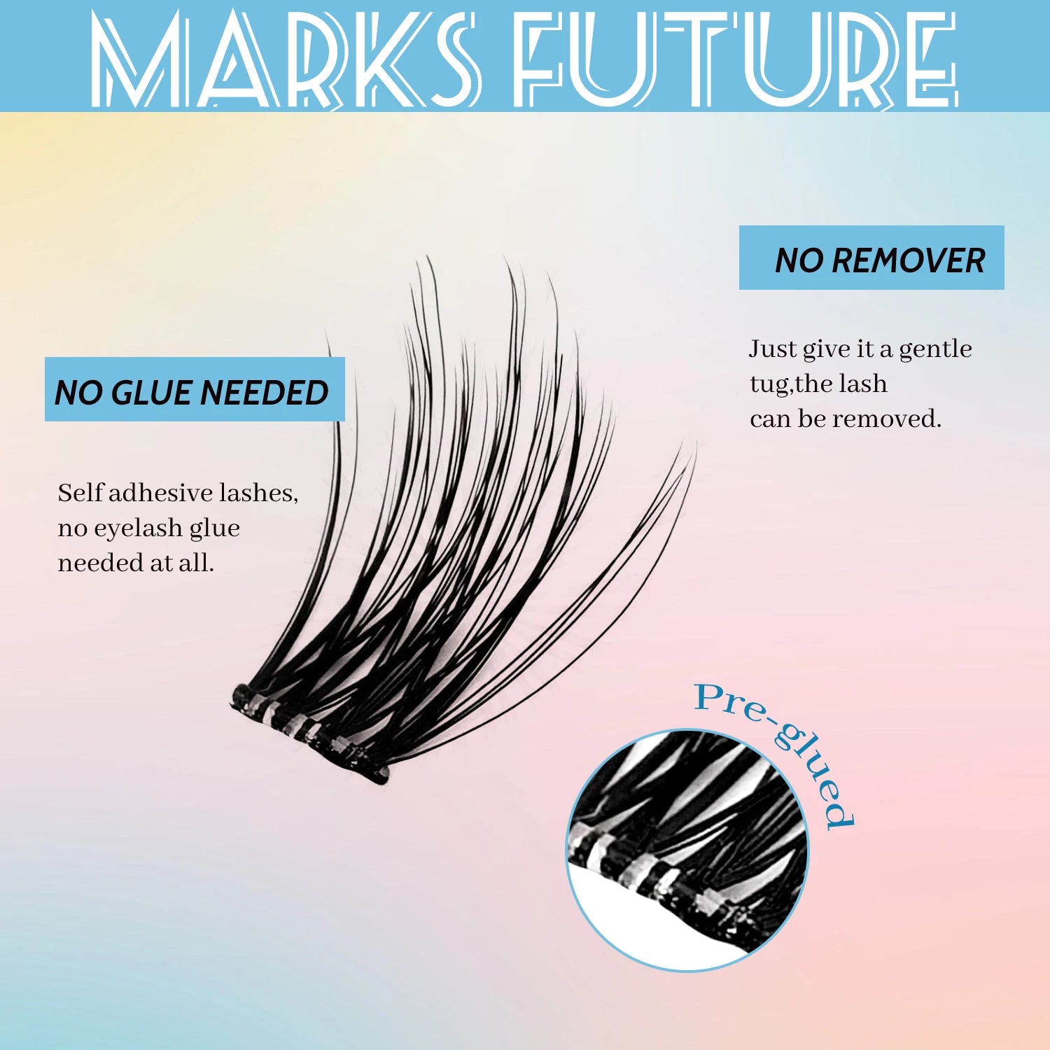 Self-Adhesive False Eyelashes, 96 Pieces, Wispy Natural Look, Black, for Home Use (D-Mix8-16 mm), Press-On Invisible Eyelashes Suitable for Beginners