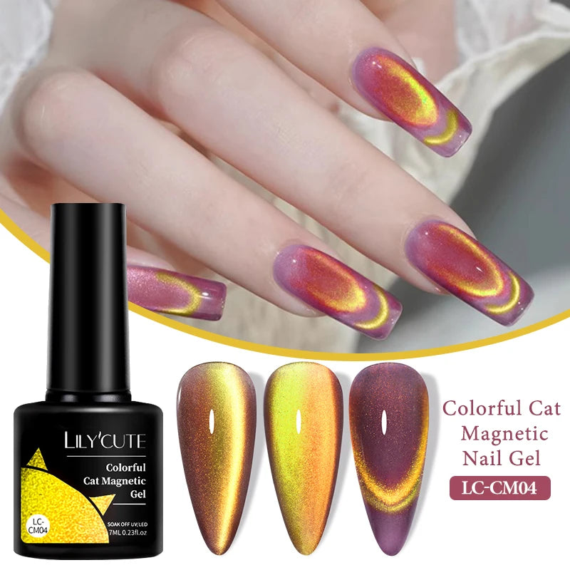 LILYCUTE 7ml 9D Black Crystal Cat Magnetic Gel Nail Polish Laser Silver Glitter Semi Permanent Manicure For Nail Art Gel Varnish