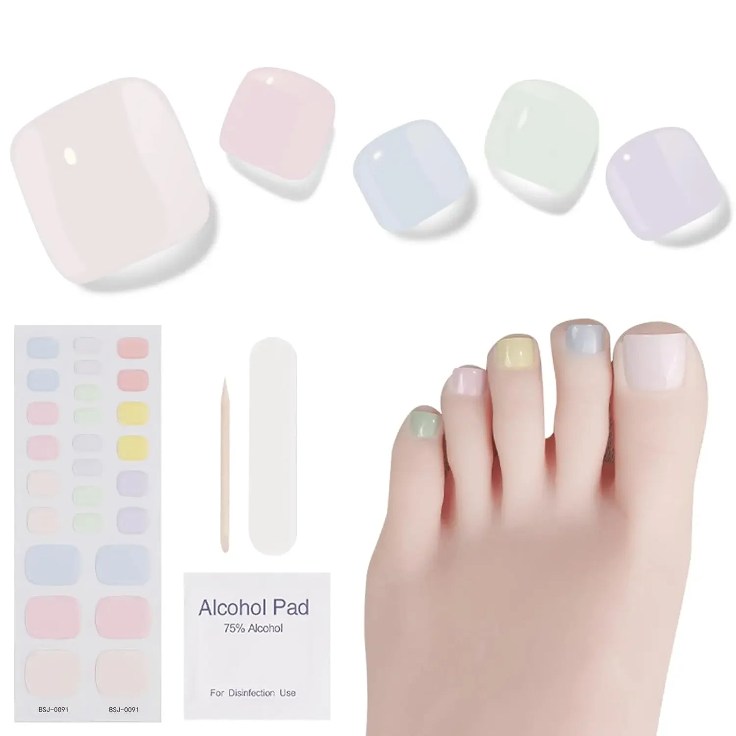 26Tips Pure Toe Gel Nail Sticker Hardens with UV Lamp Curing Waterproof Phototherapy Oil Gel Foil Nail Art Decorations