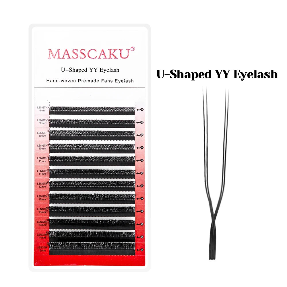 Hot Selling Masscaku 3D Effect Y Style Eyelashes Natural Soft Split Tips Premade Volume Lashes Premium Mink Lash Extensions