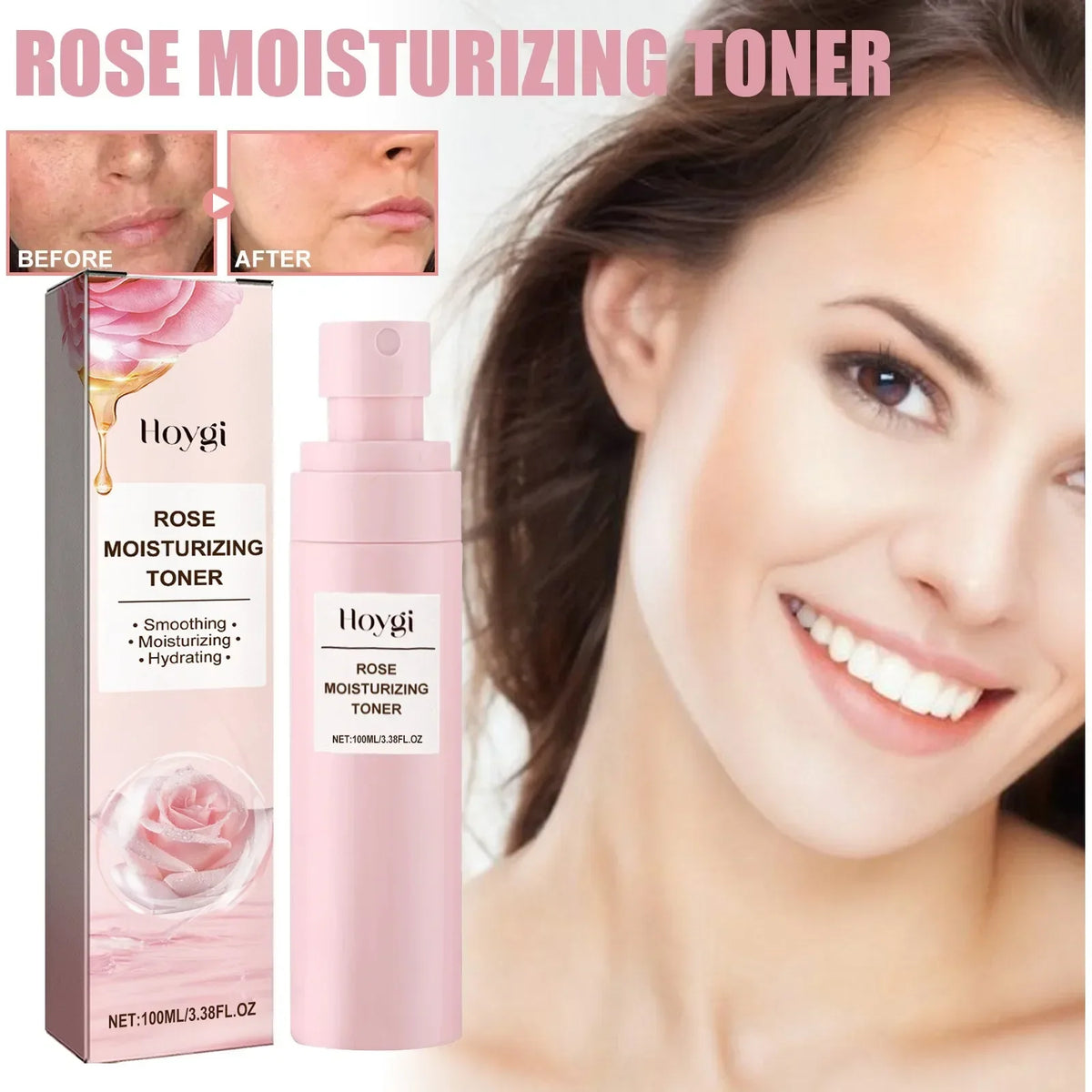 Rose Water Facial Spray Hydrating Toner - Moisturizing Pore Minimizing Bridal Skincare for Dry Skin - Wedding Day Preparation