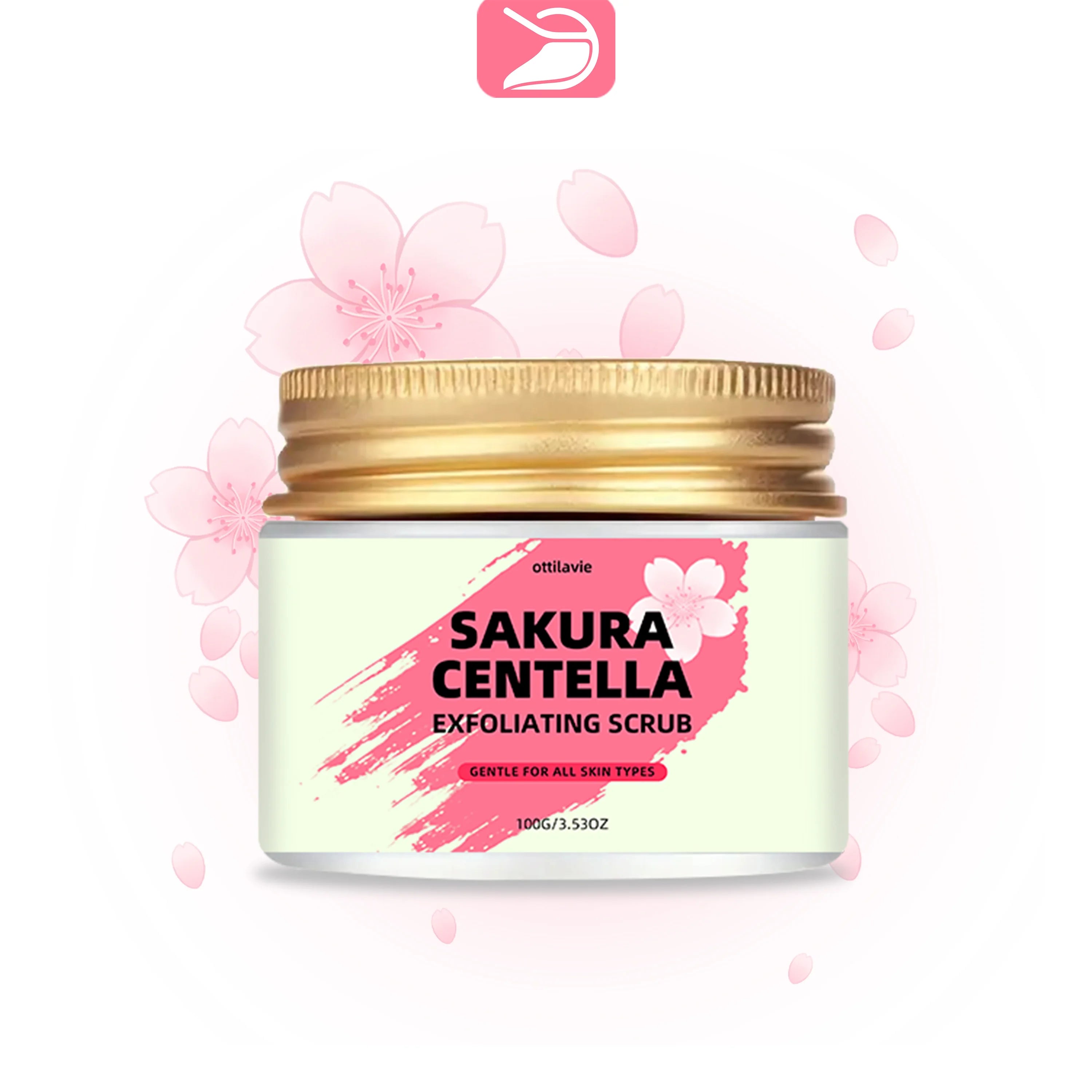 Ottilavie Sakura & Centella Scrub (5.29/3.53OZ) W/Niacinamide - Gentle Exfoliator for Face & Body, Unisex Gift