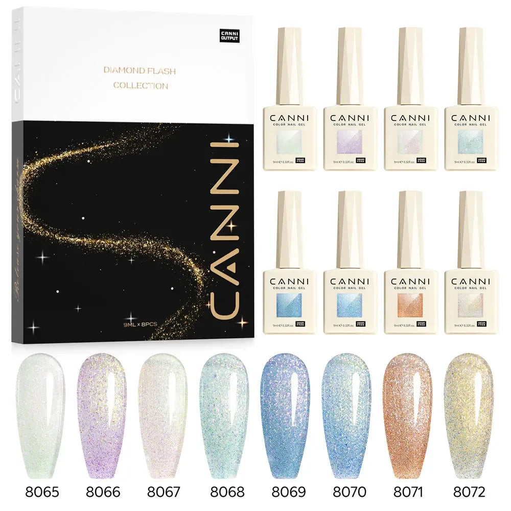 CANNI HEMA TPO FREE Gel Nail Polish Galaxy Cat Eye Gel Magnet Glitter Diamond Sparkle Gorgeous Color Soak Off UV LED Gel Lacquer