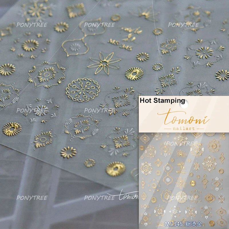 Geometric Lines Star Love Heart Chain Silver Gold Lava Letter Flower Growth Ring Number 5D DIY Nail Art Stickers Manicure Decals