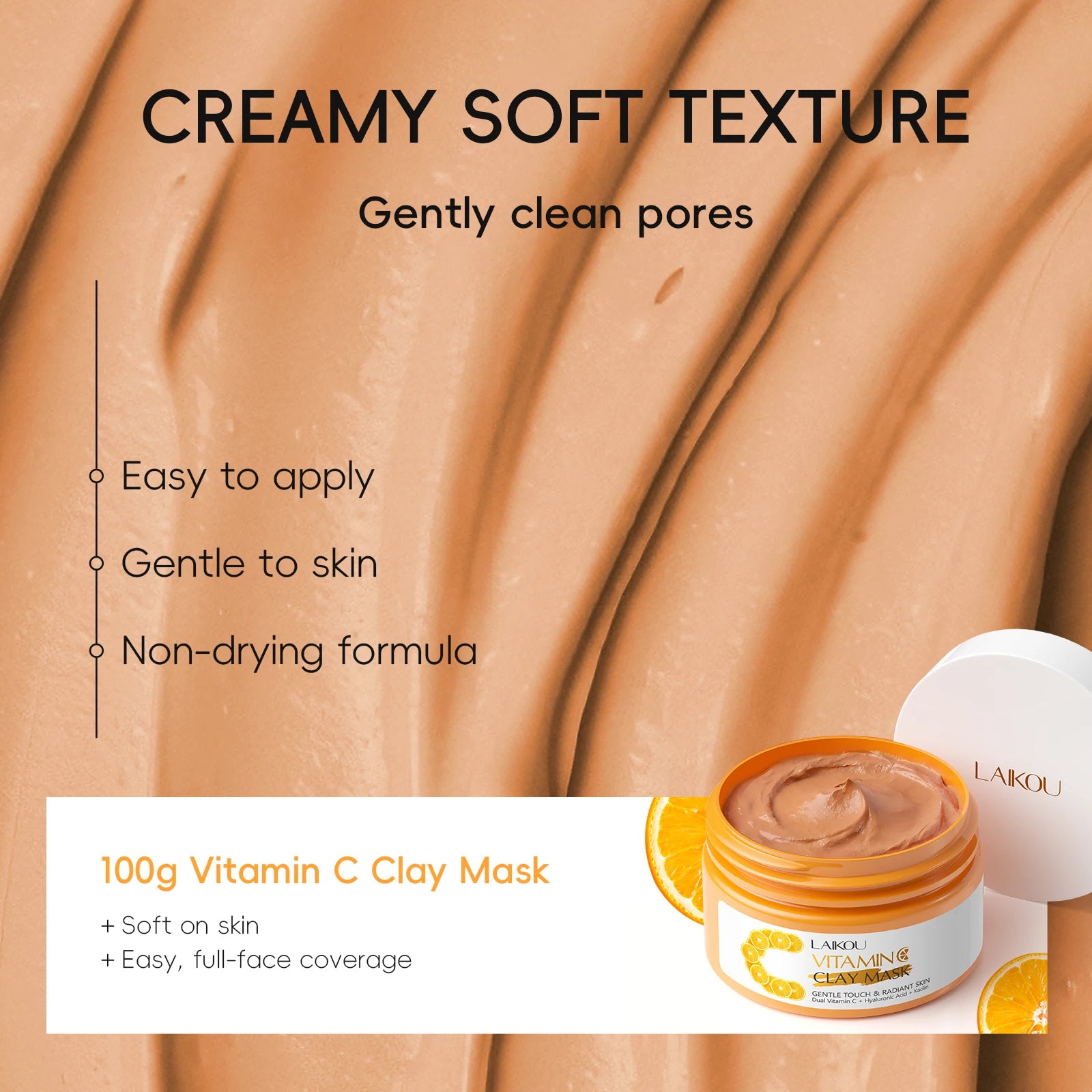 LAIKOU Vitamin C Clay Mask Clarify & Smooth Balance Skin Tone Cleansing Mud Mask