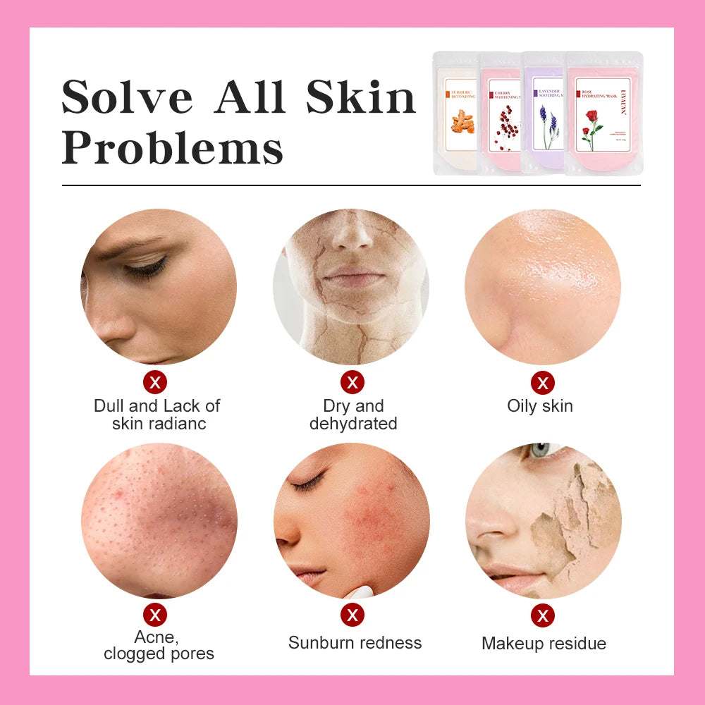 Rose Petal Face Jelly Mask Powder Skin Brightening Lighten Blackheads Remove Clean Pores Peel Off Mask SPA Facial Skin Care