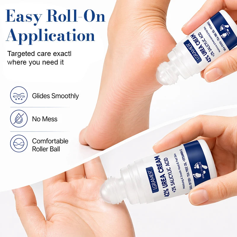 42% Urea Foot Cream+2% Salicylic Acid,Hand & Feet Care Stick,Moisturizing Anti Cracked Heel Cuticle Cream Roller For Dry Skin