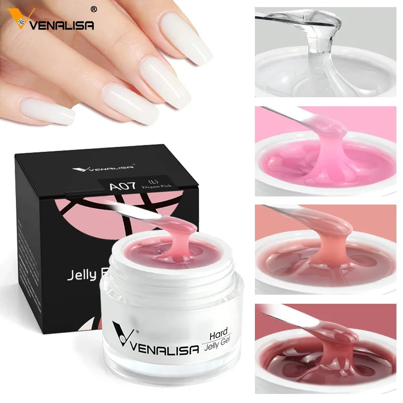 50ml TPO Free Jelly Nail Extension Gel Nail Builder French Nail Gum Venalisa Clear Natural Color Soak Off UV Construction Gel