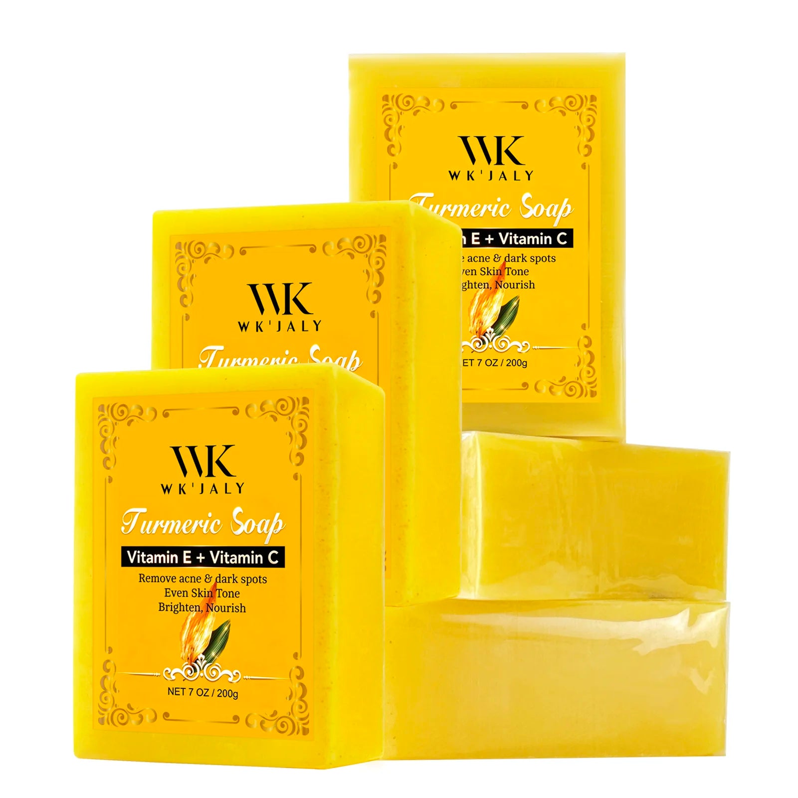 WK JALY Turmeric Glow Soap, Anti Acne, Spot, Whitening, Natural Nourishing & Hydrating, Gentle Daily Cleansing For All Skin Type