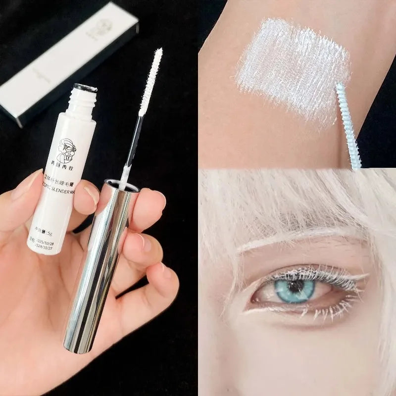 White Mascara Waterproof Long-wearing Fast Drying Curling Volume Eyelashes Extension Eyebrow Dye Tint Christmas Stage Makeup COS