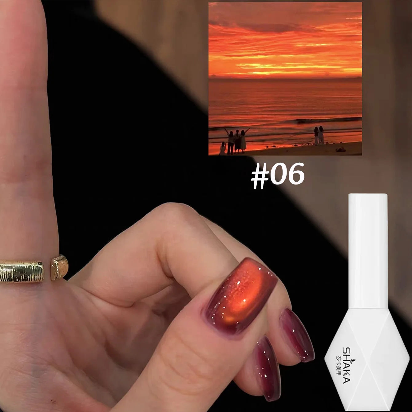 WS 10ML Sunlight Cat Eye Gel Nail Polish Autumn Winter Whitening Wine Red Color Light Sunset Glow Cat Eye Glass Beads Nail Atr