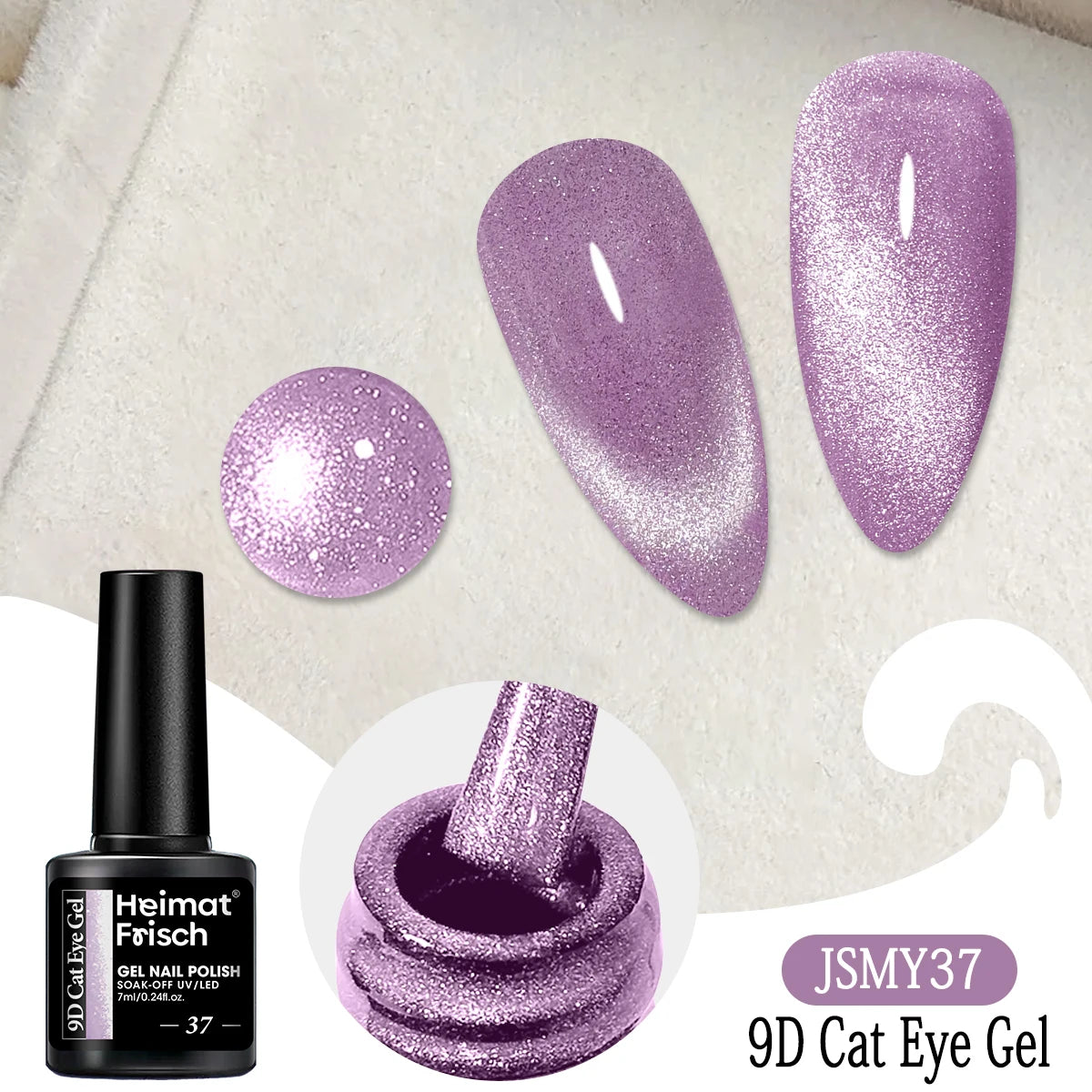 Heimat Frisch Single 0.24oz Crystal Cat Eye Gel Nail Polish - Holographic Glitter, Translucent and Magnetic Effect, Long-Lasting