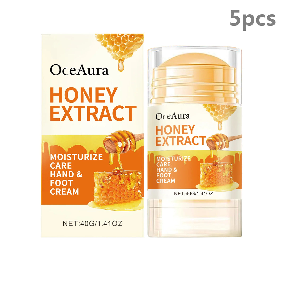 OceAura Honey Foot Cream for Cracked Damaged Feet Deep Hydration Moisturizing Skin Care with Coconut Oil for Hands and Feet 40g