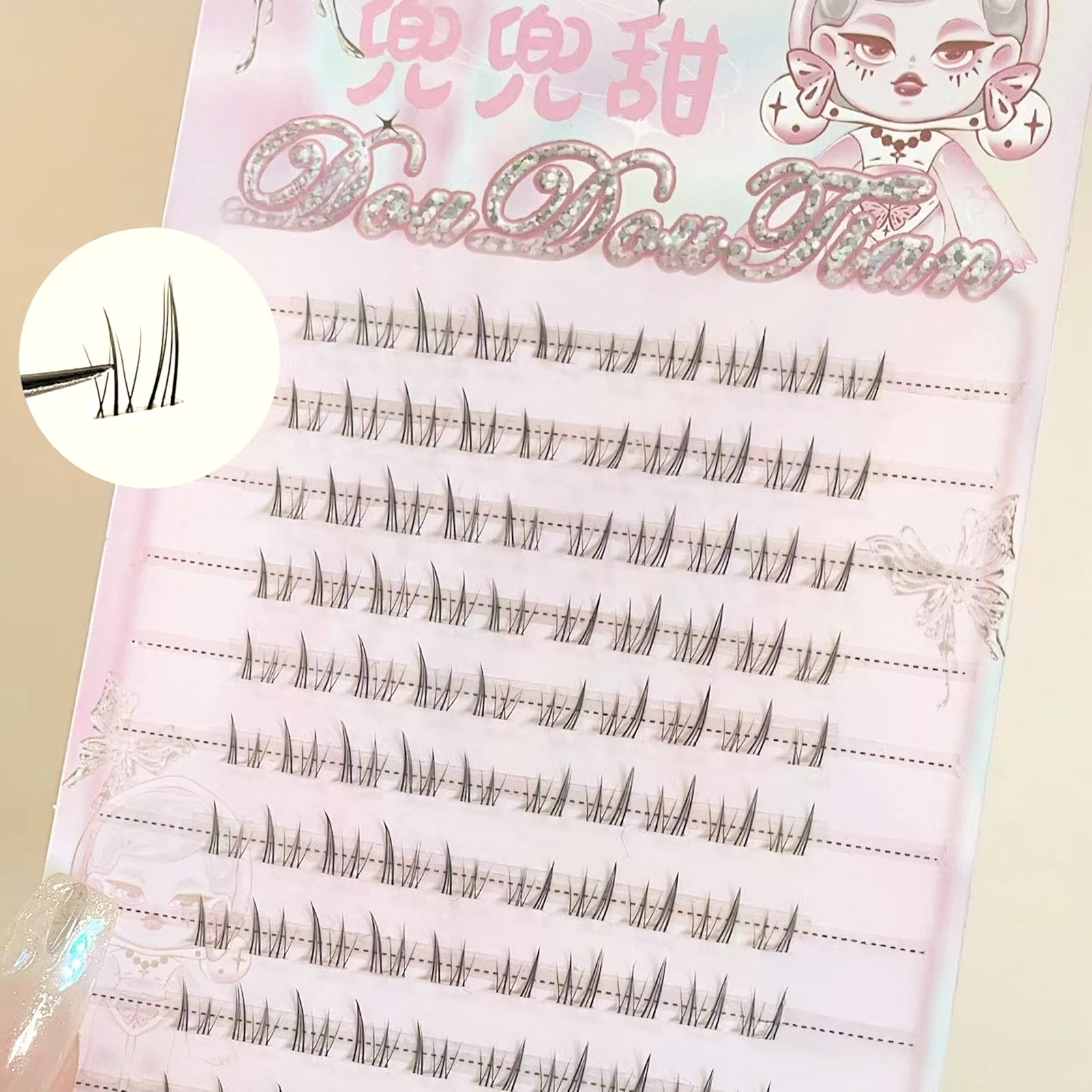 Flower Bunny False Eyelashes extenstions Bottom Lashes 5-7mm Mixed C Curl Black Manga Style Natural Looking Under Lashes