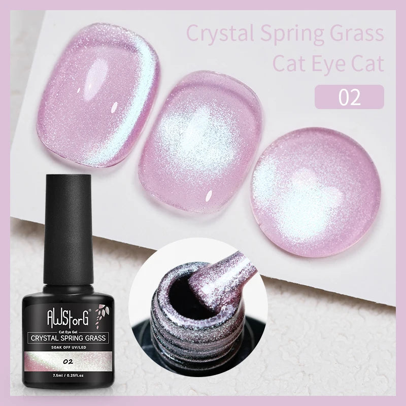 AWStorG Intense Rainbow Cat Eye Gel 5ml Holographic Laser Magnetic Nail Gel Soak Off UV LED Gel Polish Shiny Rainbow Manicur